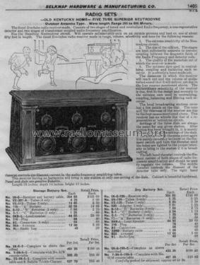 Old Kentucky Home Superior Neutrodyne No. SN-6-199; Belknap Hardware and (ID = 1423728) Radio