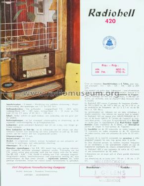 Radiobell RB420; Bell Telephone Mfg. (ID = 2294405) Radio