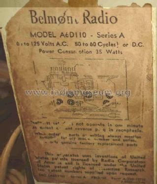 6D110 Ch= Series A; Belmont Radio Corp. (ID = 649438) Radio