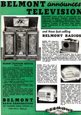 X-466 ; Belmont Radio Corp. (ID = 1820235) Television