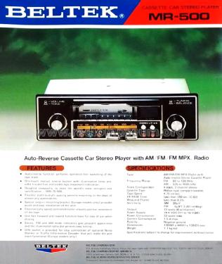 Auto-Reverse Cassette Car Stereo Player MR-500; Beltek Corporation, (ID = 2661015) Car Radio