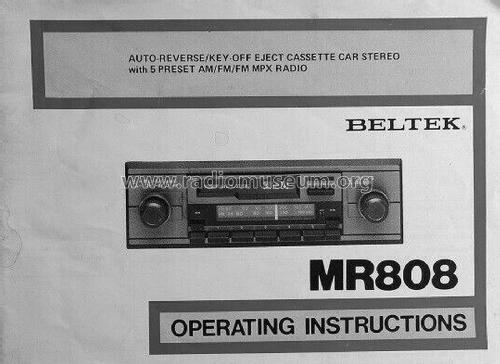 Cassette Car Stereo MR808; Beltek Corporation, (ID = 2806464) Car Radio