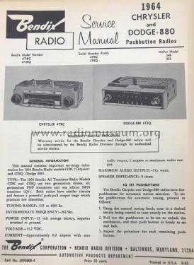 4TBQ - MoPar 334; Bendix Radio (ID = 2834612) Car Radio