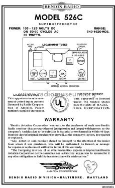 526-C Ch= R-1; Bendix Radio (ID = 2878456) Radio