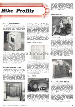 697A Chairside Table ; Bendix Radio (ID = 1186664) Radio