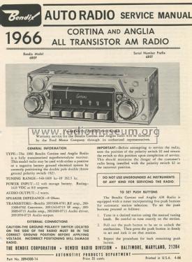 Cortina 6BEF; Bendix Radio (ID = 2835020) Car Radio