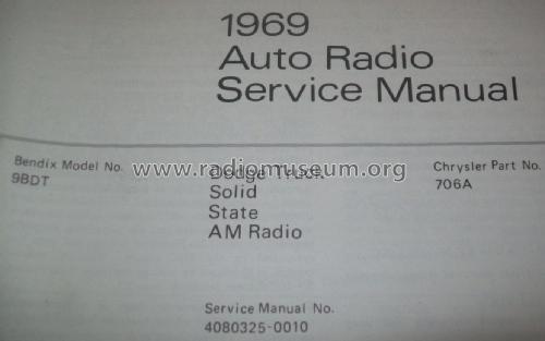 Dodge Truck Solid State AM Radio 9BDT - Crysler Part No. 706A; Bendix Radio (ID = 1761629) Autoradio