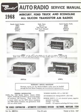 Econoline 8TBTU; Bendix Radio (ID = 2834530) Car Radio