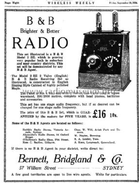 B & B 2 SE; Bennett, Bridgland & (ID = 2203641) Radio