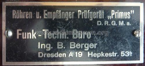 Röhren- und Empfänger-Prüfgerät Primus 2; Berger, Dresden (ID = 1440329) Ausrüstung