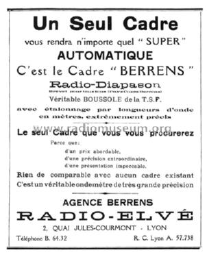 Cadre Radio-Diapason Système Cazes-Berrens; Berrens, J.-H. JHB, (ID = 2550823) Antenne