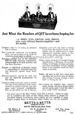 Visible Type D2A Detector/2-Stage Audio Amplifier; Betts & Betts Corp.; (ID = 989926) mod-pre26