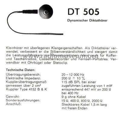 Dynamischer Kleinhörer DT 505 Best.Nr. 455.806; Beyer; Berlin, (ID = 2370538) Speaker-P