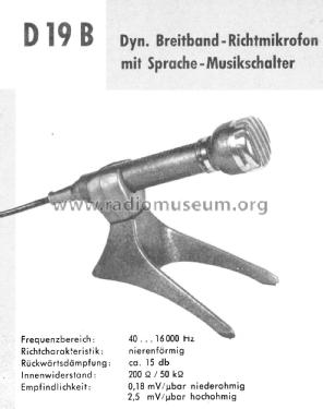 Dynamisches Breitband-Richtmikrofon D 19 B; Beyer; Berlin, (ID = 2915042) Microphone/PU