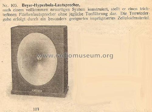 Hyperbola-Lautsprecher ; Beyer; Berlin, (ID = 1106178) Altavoz-Au