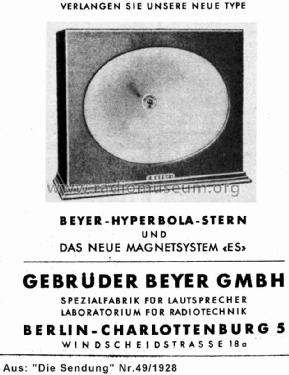 Hyperbola-Lautsprecher ; Beyer; Berlin, (ID = 1269505) Altavoz-Au