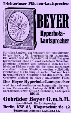 Hyperbola-Lautsprecher ; Beyer; Berlin, (ID = 1513717) Speaker-P