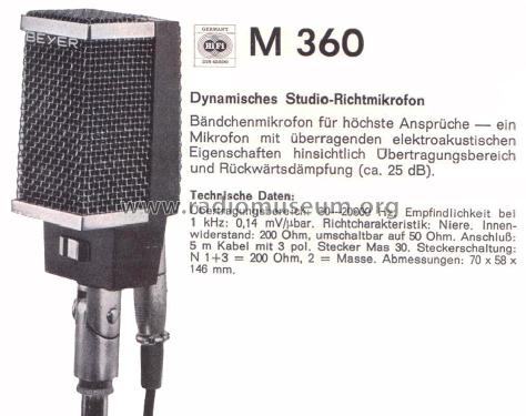 Dynamisches Studio-Richtmikrofon M360; Beyer; Berlin, (ID = 1506454) Microphone/PU
