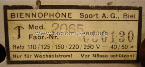 2065; Biennophone; Marke (ID = 141854) Radio