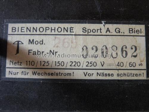 265; Biennophone; Marke (ID = 2124739) Radio