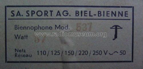 536-537 537; Biennophone; Marke (ID = 886225) Radio