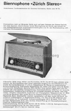 Zürich GR Stereo ; Biennophone; Marke (ID = 40925) Radio