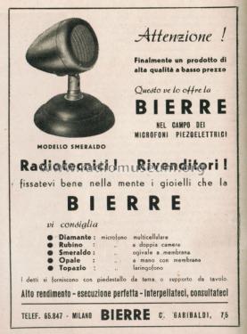 Smeraldo - Microfono Piezoelettrico ; Bierre; Milano (ID = 2676151) Microphone/PU