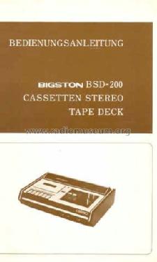 Cassetten Stereo Tape Deck BSD-200; Bigston Kyokuyo (ID = 1293237) Reg-Riprod