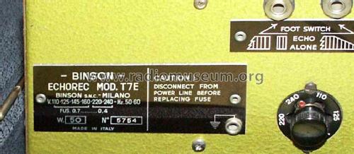 Echorec 2 T7E; Binson; Milano (ID = 1573275) Ton-Bild