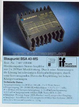 Amplifier BSA 40-MS; Blaupunkt Ideal, (ID = 1942814) Ampl/Mixer