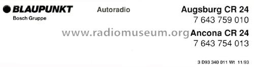 Ancona CR24 7.643.754.013; Blaupunkt Ideal, (ID = 1855779) Car Radio