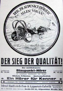 Aristokrat-Kopfhörer 4000 Ohm ; Blaupunkt Ideal, (ID = 1407678) Lautspr.-K