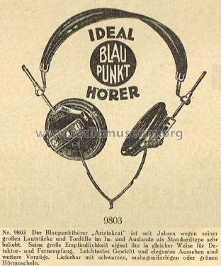 Aristokrat-Kopfhörer 4000 Ohm ; Blaupunkt Ideal, (ID = 1804378) Lautspr.-K