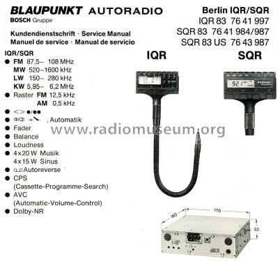 Berlin IQR 83 7.641.997; Blaupunkt Ideal, (ID = 1852316) Car Radio