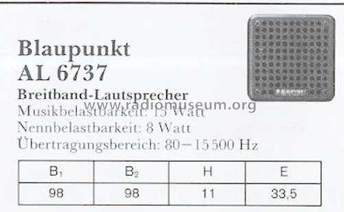 Breitband-Lautsprecher AL 6737; Blaupunkt Ideal, (ID = 1964785) Parleur