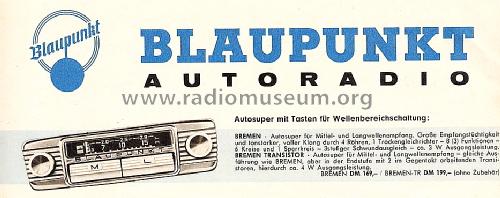 Bremen TR ab D 700001; Blaupunkt Ideal, (ID = 1606695) Car Radio