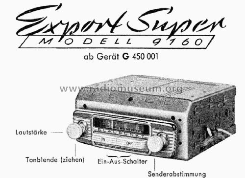 Exportsuper 9160 ab G 450001; Blaupunkt Ideal, (ID = 640371) Car Radio