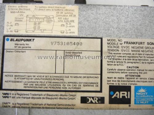 Frankfurt SQM36; Blaupunkt Ideal, (ID = 2024077) Car Radio