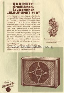 Kabinett-Großflächen-Lautsprecher 71 R; Blaupunkt Ideal, (ID = 1394577) Speaker-P