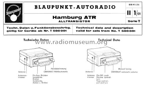 Hamburg ATR Alltransistor ab T 580001; Blaupunkt Ideal, (ID = 1540318) Car Radio