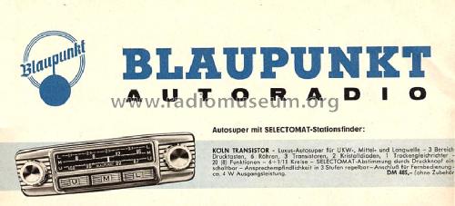Köln Transistor ab G 920001; Blaupunkt Ideal, (ID = 493871) Car Radio