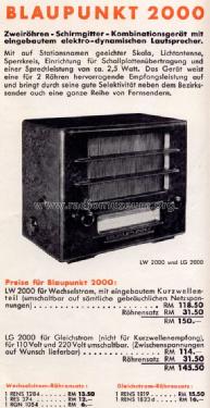 LW2000; Blaupunkt Ideal, (ID = 1388511) Radio