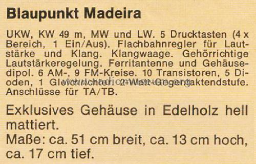 Madeira 7.622.290; Blaupunkt Ideal, (ID = 1076098) Radio