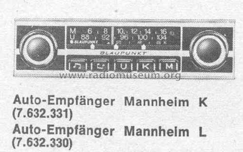 Mannheim K 7.632.331 ab 5638001; Blaupunkt Ideal, (ID = 380187) Autoradio