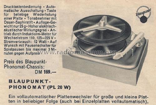 Phonomat PL20W; Blaupunkt Ideal, (ID = 1443883) Ton-Bild