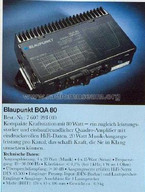 Quadro Amplifier BQA 80 7.607.393.010; Blaupunkt Ideal, (ID = 1942572) Ampl/Mixer