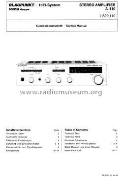 Stereo Amplifier A-110 7.629.110; Blaupunkt Ideal, (ID = 1886232) Ampl/Mixer