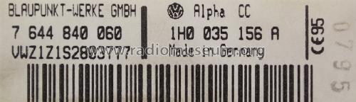 VW Alpha CC 7 664 840 060 - VW 1H0 035 156 A; Blaupunkt Ideal, (ID = 1276250) Autoradio