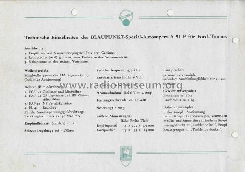 A51 F; Blaupunkt Ideal, (ID = 2811033) Car Radio