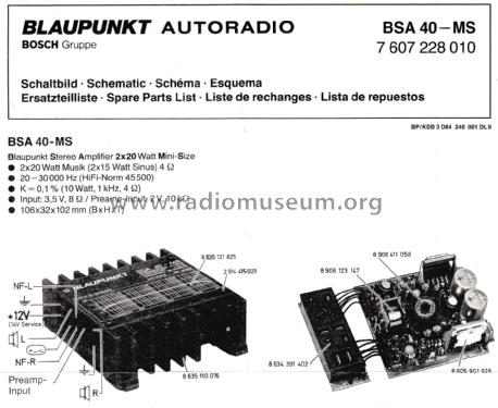 Amplifier BSA 40-MS; Blaupunkt Ideal, (ID = 2701197) Ampl/Mixer